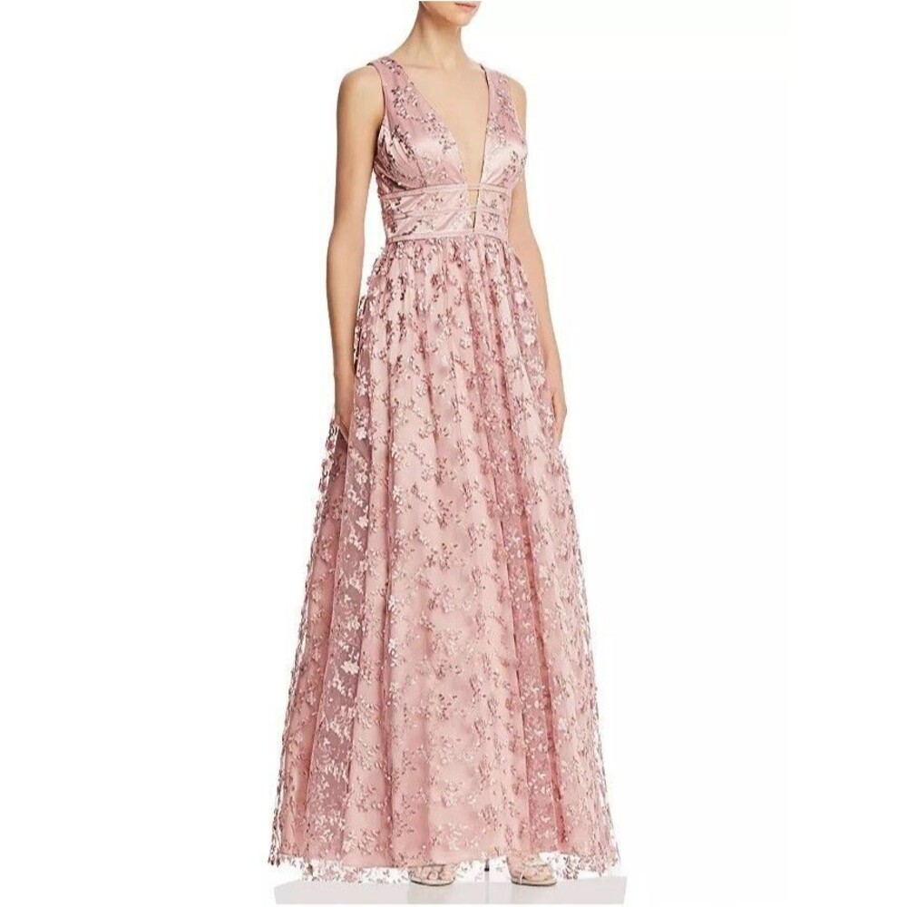 Avery G Womens 10 Light Pink Pearl Floral Lace Sleeveless Gown Dress NWT AZ71